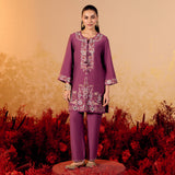 Ziva Violet Wine Embroidered Kurta Set