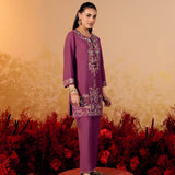 Ziva Violet Wine Embroidered Kurta Set