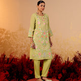 Anaya Pastel Pistachio Embroidered Suit Set