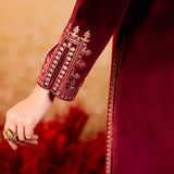 Shreya Red Embroidered Velvet Suit Set