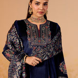 Nandita Royal Blue Embroidered Velvet Suit Set