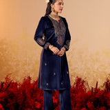 Nandita Royal Blue Embroidered Velvet Suit Set