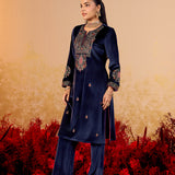 Nandita Royal Blue Embroidered Velvet Suit Set