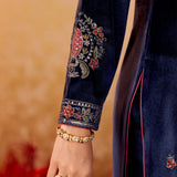 Nandita Royal Blue Embroidered Velvet Suit Set