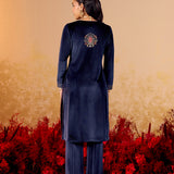 Nandita Royal Blue Embroidered Velvet Suit Set