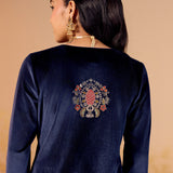 Nandita Royal Blue Embroidered Velvet Suit Set