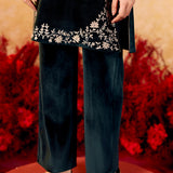 Kavisha Bottle Green Embroidered Velvet Kurta Set
