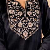 Kavisha Graphite Black Embroidered Velvet Kurta Set