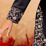 Kavisha Graphite Black Embroidered Velvet Kurta Set