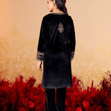 Varnika Midnight Black Embroidered Velvet Kurta Set