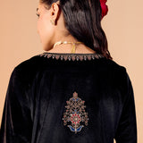 Varnika Midnight Black Embroidered Velvet Kurta Set