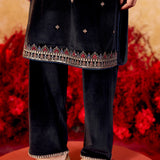 Varnika Midnight Black Embroidered Velvet Kurta Set