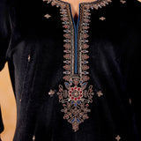 Varnika Midnight Black Embroidered Velvet Kurta Set