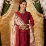 Aavika Vermillion Red Embroidered Suit Set