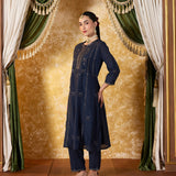 Aavika Midnight Blue Embroidered Suit Set