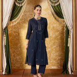 Aavika Midnight Blue Embroidered Suit Set
