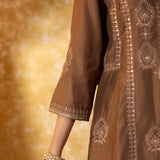 Aavika Mud Brown Embroidered Suit Set