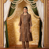 Aavika Mud Brown Embroidered Suit Set