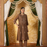 Aavika Mud Brown Embroidered Suit Set