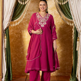 Aarini Jazzberry Fuchsia Embroidered Suit Set