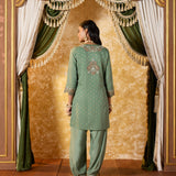 Aroha Kelly Green Embroidered Co-ord Set