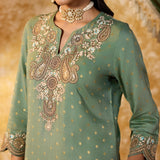 Aroha Kelly Green Embroidered Co-ord Set