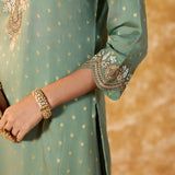 Aroha Kelly Green Embroidered Co-ord Set