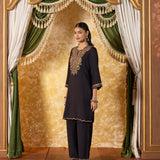 Amara Coal Black Embroidered Kurta Set