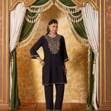 Amara Coal Black Embroidered Kurta Set