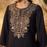 Amara Coal Black Embroidered Kurta Set