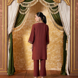 Amara Burnt Orange Embroidered Kurta Set