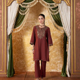 Amara Burnt Orange Embroidered Kurta Set