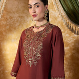 Amara Burnt Orange Embroidered Kurta Set