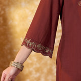 Amara Burnt Orange Embroidered Kurta Set