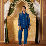 Kavya Royal Blue Embroidered Co-ord Set