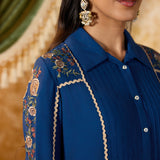 Kavya Royal Blue Embroidered Co-ord Set
