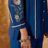 Kavya Royal Blue Embroidered Co-ord Set