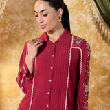 Kavya Crimson Red Embroidered Co-ord Set