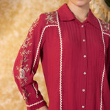 Kavya Crimson Red Embroidered Co-ord Set