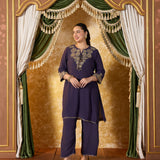 Meera Dim Purple Embroidered Kurta Set