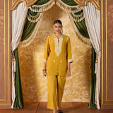 Ahaana Ray Yellow Lucknowi Embroidered Co-ord Set
