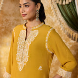 Ahaana Ray Yellow Lucknowi Embroidered Co-ord Set