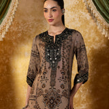 Zoya Mud Brown Printed Kurta Set
