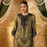 Zoya Forest Green Printed Kurta Set