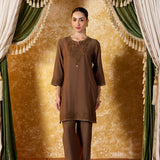 Kritika Metallic Gold Embroidered Kurta Set