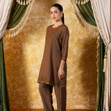 Kritika Metallic Gold Embroidered Kurta Set