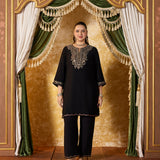 Amara Coal Black Embroidered Kurta Set