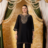 Amara Coal Black Embroidered Kurta Set