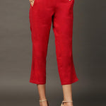 Red Regular Plain Designer Capri - Lakshita