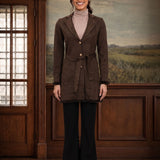 Brown Long Belted Trench Coat with Fur Detailing